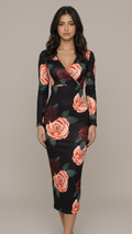 Floral Print Surplice Neck Dress